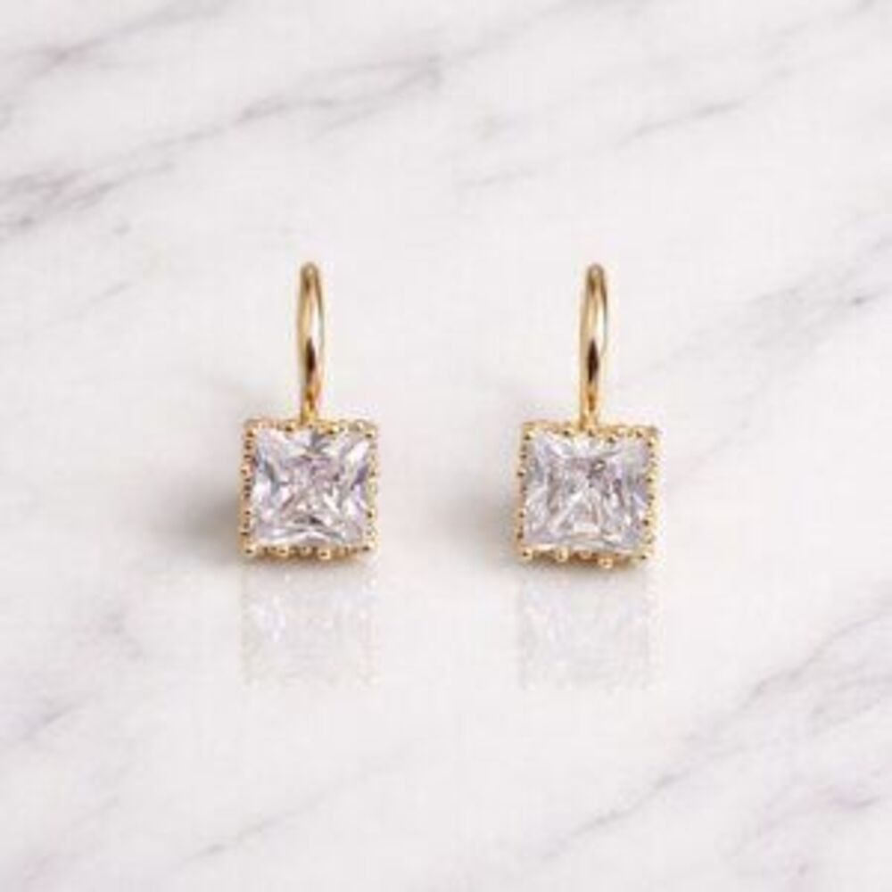 Josalee Princess Cut Gold Earrings Gift Minimalist